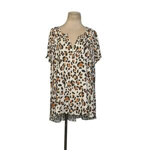 Show Me Your Mumu animal print short sleeves tunic blouse size Medium